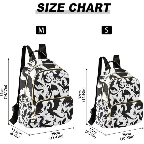 Women Dragon Mini Backpack Lightweight Water Resistant Polyester - Picture 4 of 7